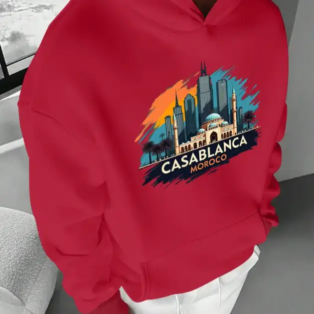 Sweat à capuche décontracté "Casablanca, Maroc"