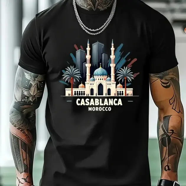 T-shirt avec motif de mosquée marocaine