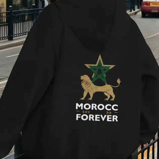 Sweat à Capuche Grande Taille avec Graphique du Drapeau Marocain Vintage