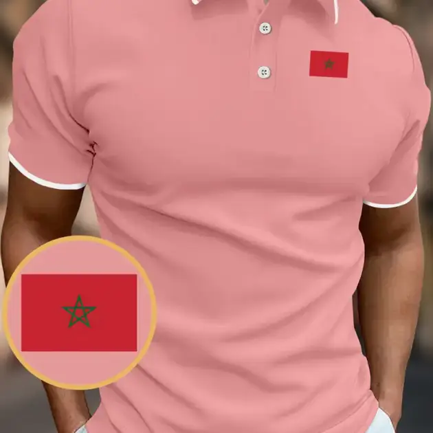 Chemise de Golf Imprimé Drapeau du Maroc