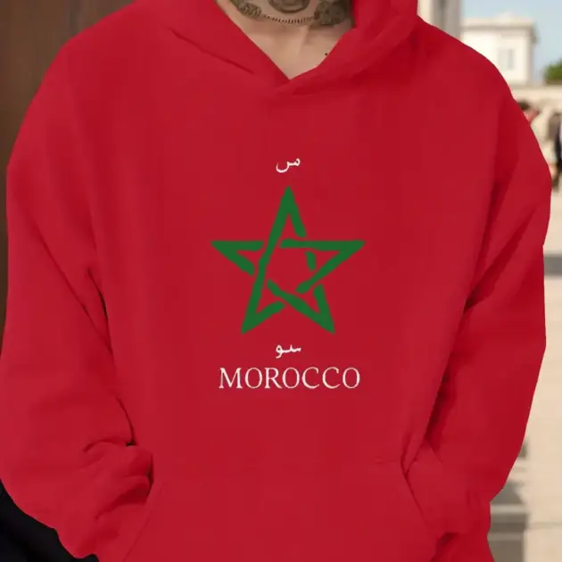 Sweat à Capuche Décontracté pour Homme avec Étoile du Maroc