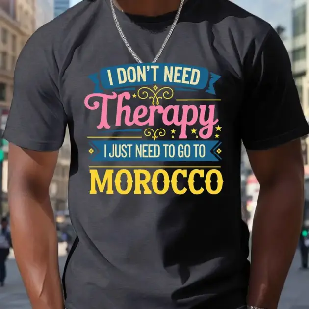 T-Shirt Décontracté avec Imprimé Maroc