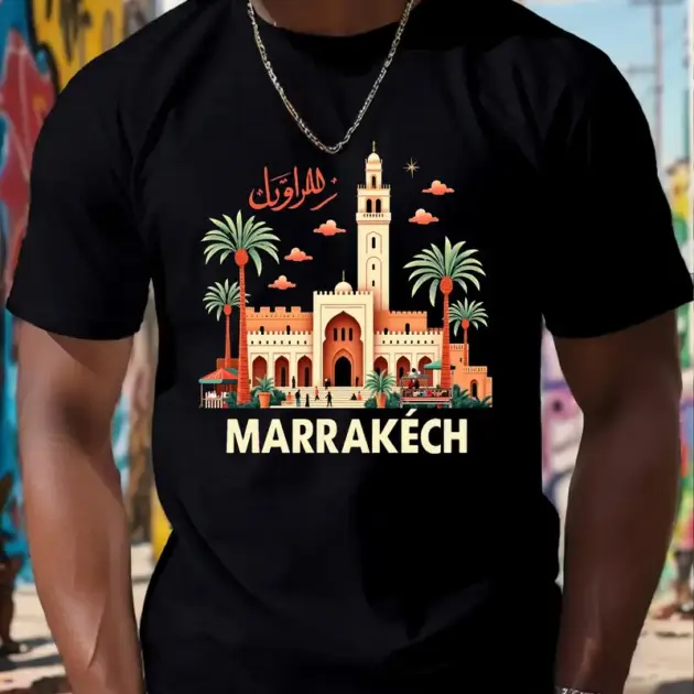 T-shirt Décontracté avec Graphique de Marrakech
